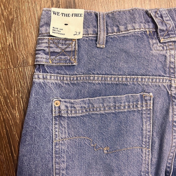 Free‎ People We The Free Blue Jay Belted Boyfriend Jeans Size 27 NWT Women’s - Picture 7 of 8